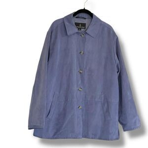 London Fog Women’s All Weather Suede Periwinkle Blue Button Front Jacket Large